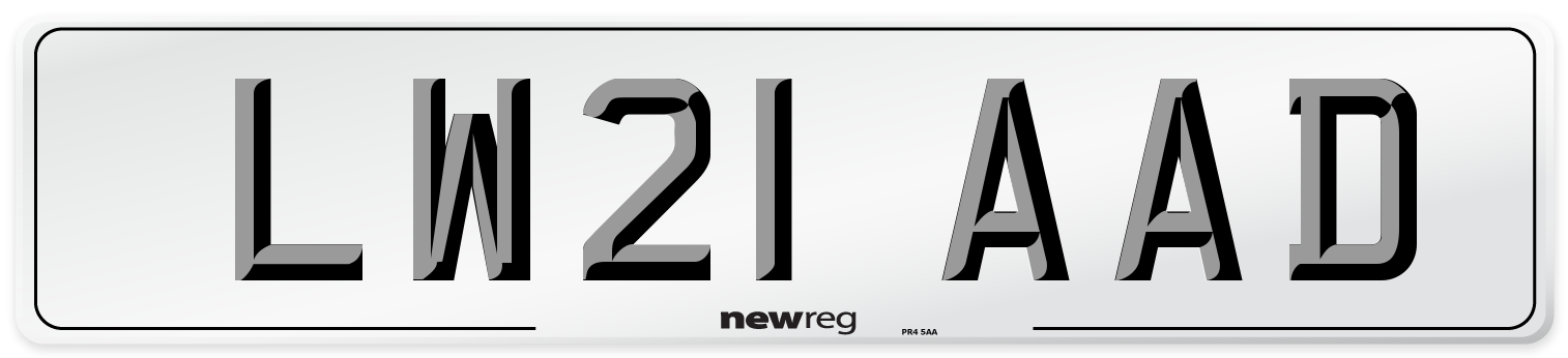 LW21 AAD Number Plate from New Reg